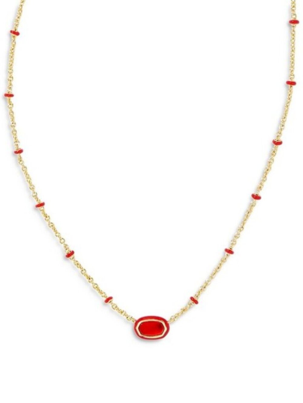 💞💞💖KendraScottMini Elisa Gold Enamel Frame Short Pendant Necklace Red DDR2958